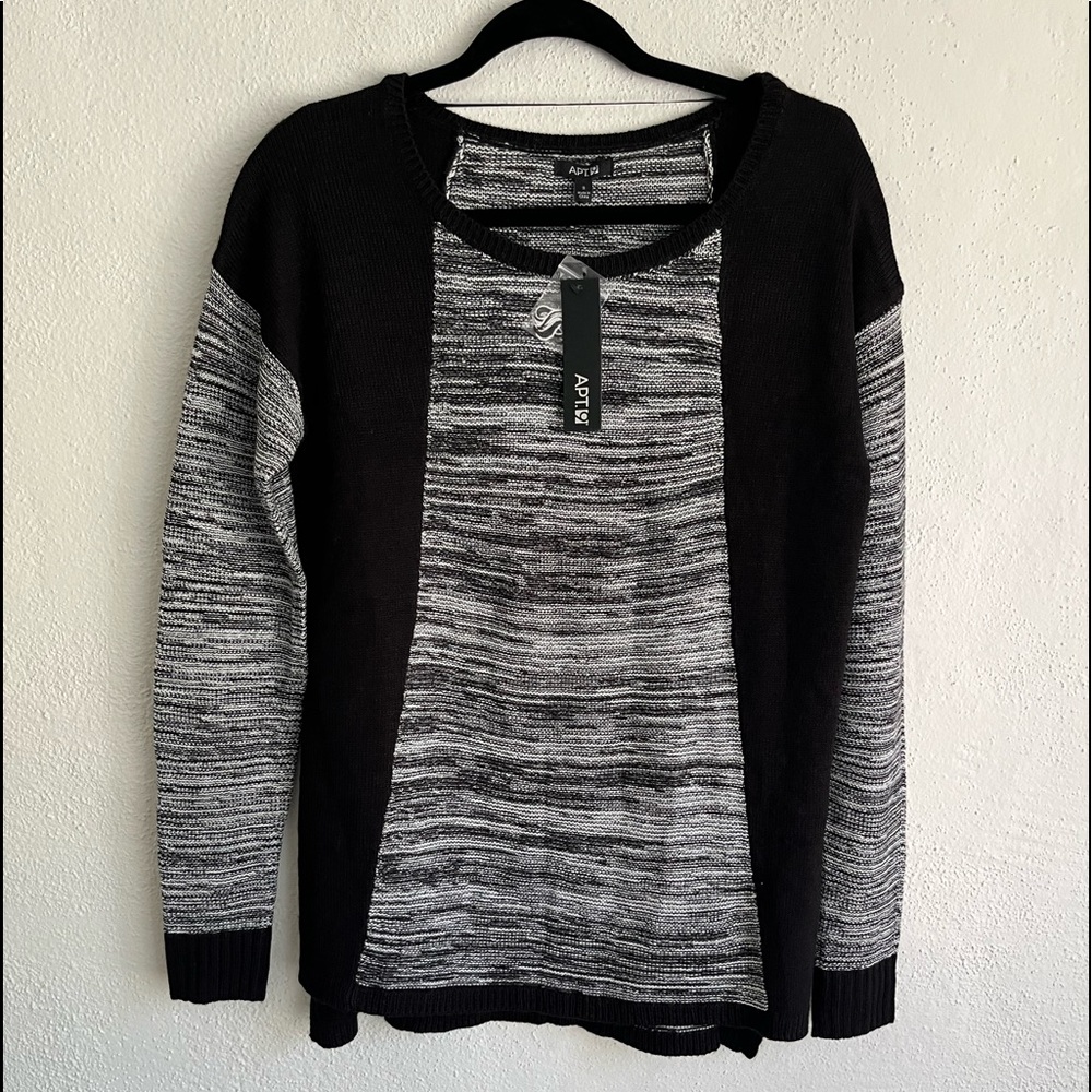 APT. 9 Woman Black/ White Mock Neck Sweater, Size Small MSRP $50